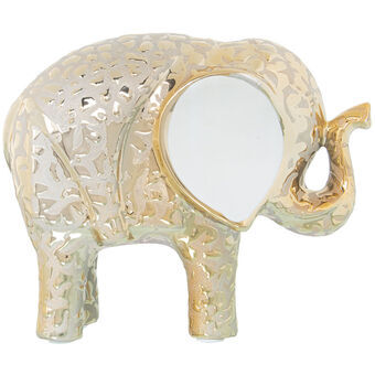 Decoratieve figuren Alexandra House Living Wit Keramisch Olifant Gouden 9 x 19 x 16 cm