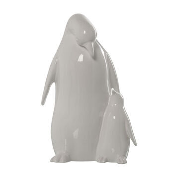 Decoratieve figuren Alexandra House Living Wit Keramisch Pinguïn 18 x 18 x 31 cm