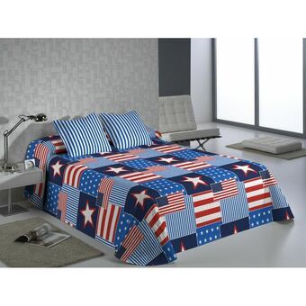 Sprei Hosteline USA Blauw Bed van 150 (3 Onderdelen)