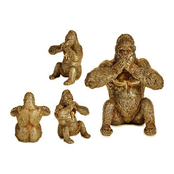 Decoratieve figuren Gorilla Gouden Hars (11 x 18 x 16,2 cm)