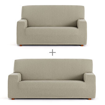 Sofa hoes set Eysa TROYA Lichtbruin 70 x 110 x 210 cm 2 Onderdelen