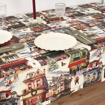 Vlekbestendig tafelkleed van hars Belum Christmas City 300 x 140 cm