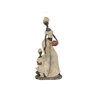 Decoratieve figuren Romimex Multicolour Hars Afrikaanse Meisje 17 x 38 x 11 cm