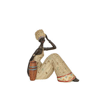 Decoratieve figuren Romimex Multicolour Hars Afrikaanse Vaas 20 x 20 x 11 cm