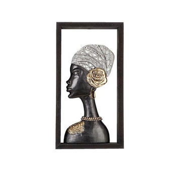 Buste Romimex Bruin Hars Vrouw Hoed 20 x 38 x 6 cm Met lijst