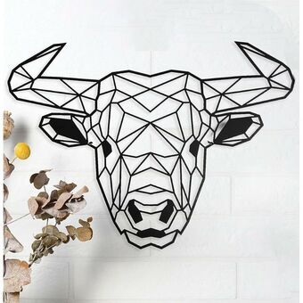 Wanddecoratie Keluly Stier Zwart Koolstofstaal 43 x 31 x 13,5 cm