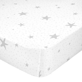 Onderlaken HappyFriday BASIC KIDS Wit Grijs 70 x 140 x 14 cm Sterren