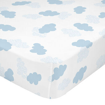 Onderlaken HappyFriday BASIC KIDS Blauw 60 x 120 x 14 cm Wolken