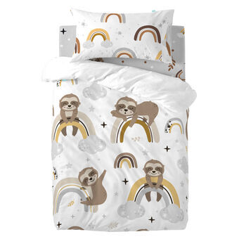 Dekbedovertrek set HappyFriday Moshi Moshi Sleepy Sloth Multicolour Wieg voor baby\'s 2 Onderdelen