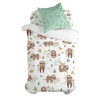 Dekbedovertrek set HappyFriday Moshi Moshi Happy Sloth Multicolour Bed van 80 2 Onderdelen