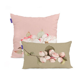 Set van kussenhoesjes HappyFriday White peonies Multicolour 2 Onderdelen