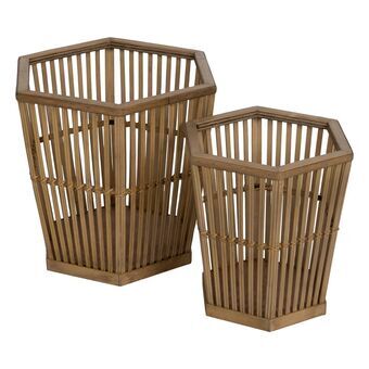 Plantenbakkenset Natuurlijk Bamboe 39 x 34,5 x 35 cm (2 Stuks)