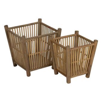 Plantenbakkenset Natuurlijk Bamboe 32,5 x 32,5 x 34 cm (2 Stuks)