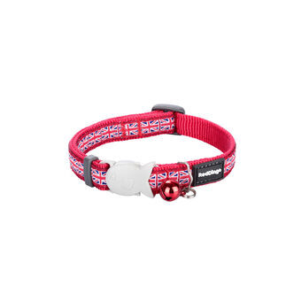 Kattenhalsband Red Dingo Union Jack 20-32 cm Rood