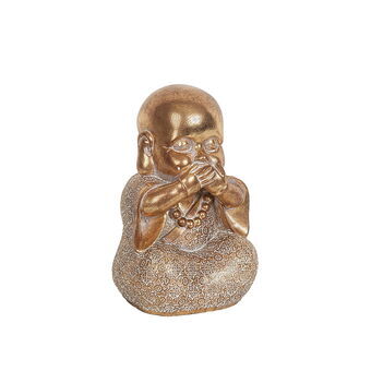 Decoratieve figuren Romimex Gouden Hars Mond Monnik 16 x 22 x 15 cm