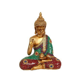 Decoratieve figuren Romimex Gouden Hars Boeddha 22 x 29 x 10 cm