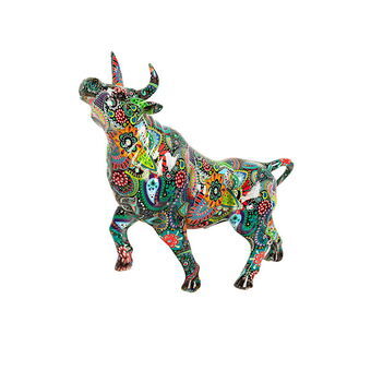 Decoratieve figuren Romimex Multicolour Hars Stier 30 x 31 x 12 cm