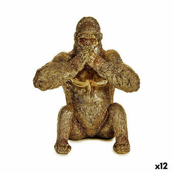 Decoratieve figuren Gorilla Yoga Gouden 11 x 18 x 16,2 cm (12 Stuks)