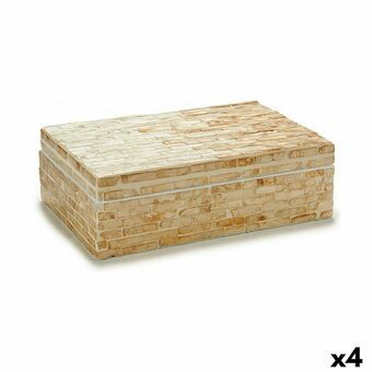 Decoratieve Doos Wit Beige Parelmoer spaanderplaat 15 x 7,2 x 25,2 cm (4 Stuks)