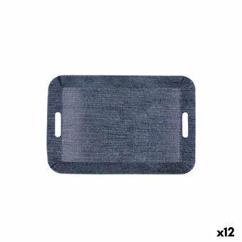 Ontbijtdienblad Quid Habitat Blauw Plastic 33 x 23 x 4 cm Met handvatten Denim (12 Stuks)