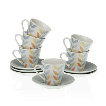 Set van Kopje met Schotel Versa Erin Koffie Porselein (12 Onderdelen)