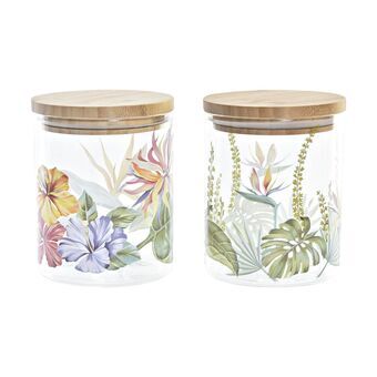 Tin DKD Home Decor Natuurlijk Bamboe Tropisch Borosilicaatglas (700 ml) (2 Stuks)