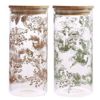 Tin DKD Home Decor Bamboe Borosilicaatglas (1,4 L) (2 Stuks)