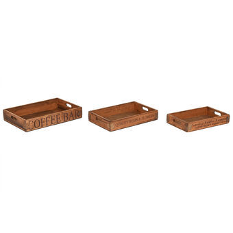 Set van trays Home ESPRIT Natuurlijk Sparrenhout 56 x 38 x 10 cm (3 Onderdelen)