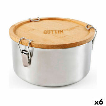 Lunchbox Quttin Roestvrij staal Bamboe 17 x 9 cm (6 Stuks)