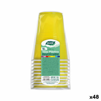 Set van herbruikbare glazen Algon Geel 48 Stuks 450 ml (10 Onderdelen)