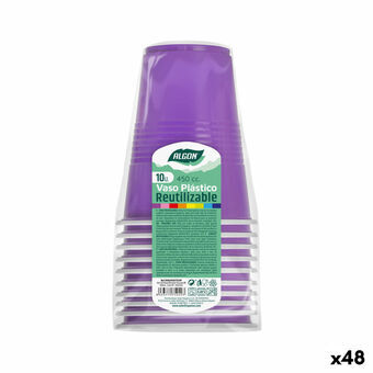 Set van herbruikbare glazen Algon Fuchsia 48 Stuks 450 ml (10 Onderdelen)