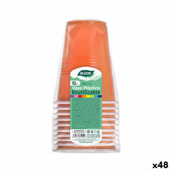 Set van herbruikbare glazen Algon Oranje 48 Stuks 450 ml (10 Onderdelen)