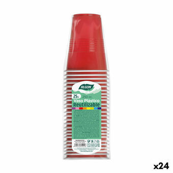 Set van herbruikbare glazen Algon Rood 24 Stuks 250 ml (25 Onderdelen)