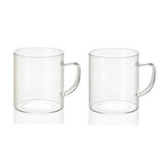 Set van 2 mokken Andrea House ms19209 Transparant Glas 300 ml 2 x 300 ml Ø 7,5 x 8,5 cm