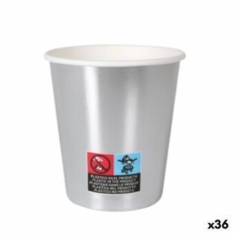 Glazenset Algon Karton Wegwerp Zilverkleurig 36 Stuks 200 ml (10 Onderdelen)