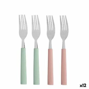 Vorkenset Groen Roze Zilverkleurig Roestvrij staal Plastic 18,7 cm (12 Stuks)