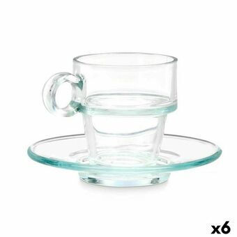 Kopje met schoteltje Transparant Glas 90 ml (6 Stuks)