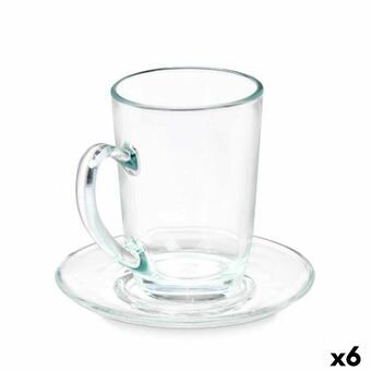 Kopje met schoteltje Transparant Glas 200 ml (6 Stuks)