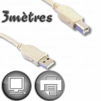 Kabel USB 2.0a naar USB B Lineaire 3 m Beige