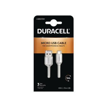 USB-kabel DURACELL USB5013W 1 m Wit (1 Stuks)