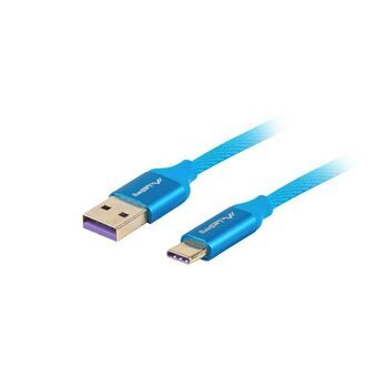 Kabel USB A naar USB C Lanberg CA-USBO-21CU-0005-BL Blauw 50 cm 0,5 m