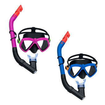 Snorkelbril en -buis voor Kinderen Bestway Blauw Fuchsia (1 Stuks)