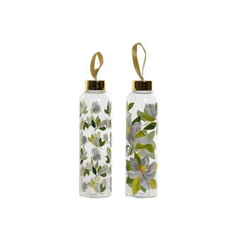 Waterfles DKD Home Decor Blommor Borosilicaatglas (2 Stuks) (6,5 x 6,5 x 23 cm)