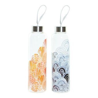 Flesje van gerecycled glas met dop DKD Home Decor Blauw Oranje Roestvrij staal (550 ml) (2 pcs)