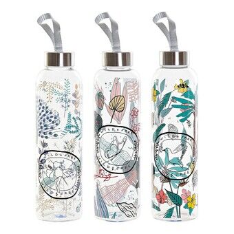 Fles van gerecycled glas, met deksel DKD Home Decor RVS (550 ml) (3 stuks)