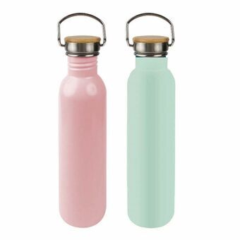 Roestvrijstalen Fles DKD Home Decor Roze Hemelsblauw (7 cm) (25 cm) (800 ml)