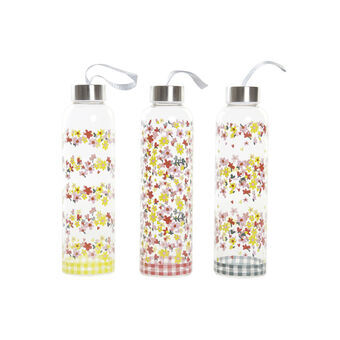 Waterfles DKD Home Decor Blommor Borosilicaatglas (550 ml) (3 Stuks)