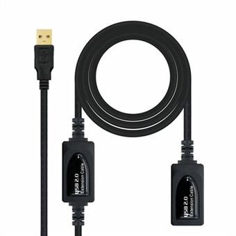 Verlengkabel USB NANOCABLE 10.01.0212 10 m Zwart 10 m