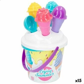 Strandspeelgoedset Colorbaby Ø 18 cm 11 Onderdelen IJs Polypropyleen (15 Stuks)