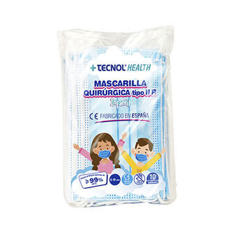 Hygiënisch masker Tecnol Kinderen 10 Stuks Blauw (Kinderen)